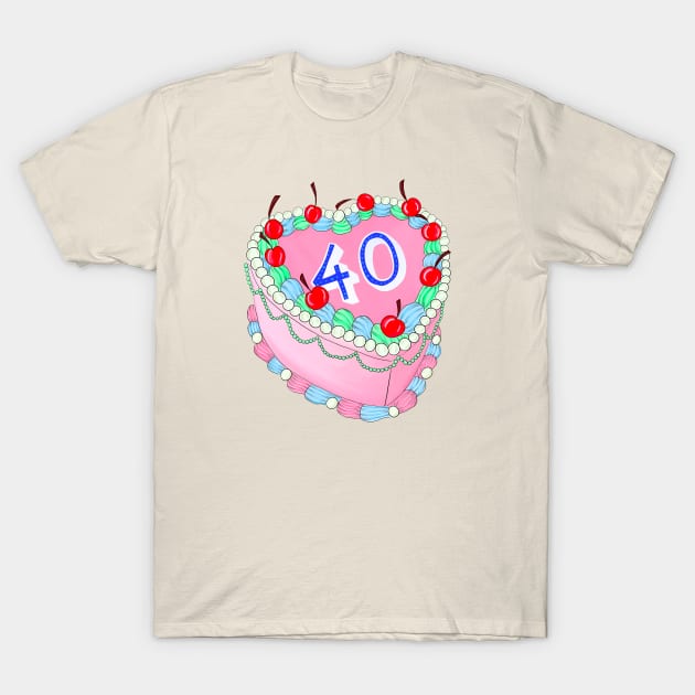 40th Birthday cake T-Shirt by Poppy and Mabel